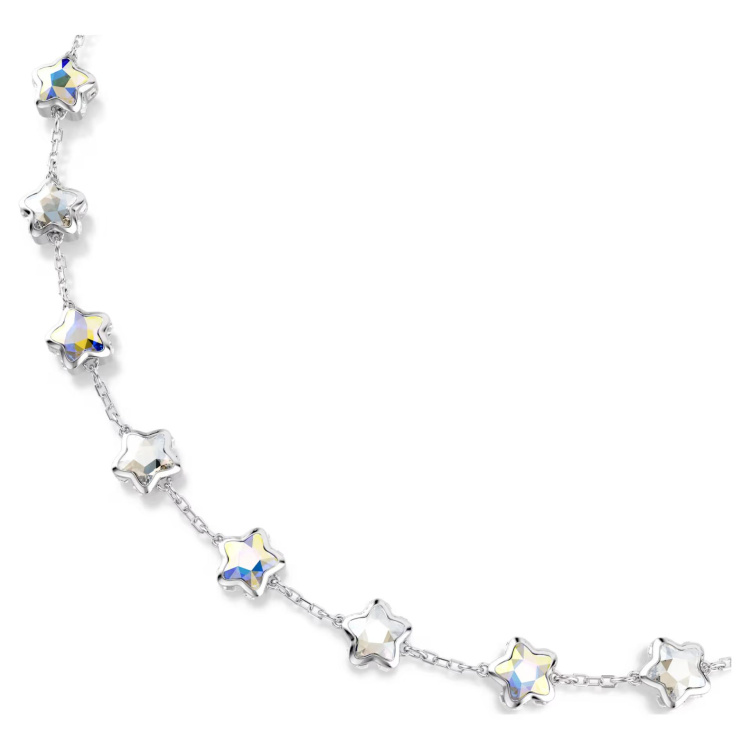 Chroma necklace Mixed cuts, Star, White, Rhodium plated